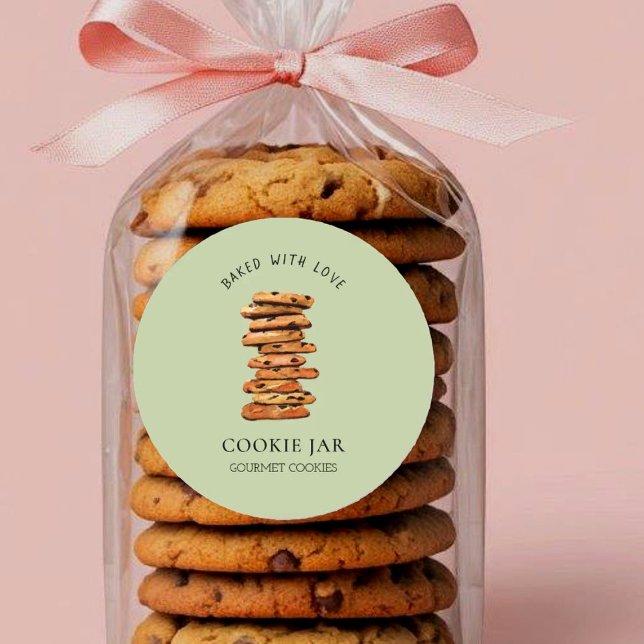 Chocolate chip cookie stack Bakery  Classic Round Sticker (Creator Uploaded)
