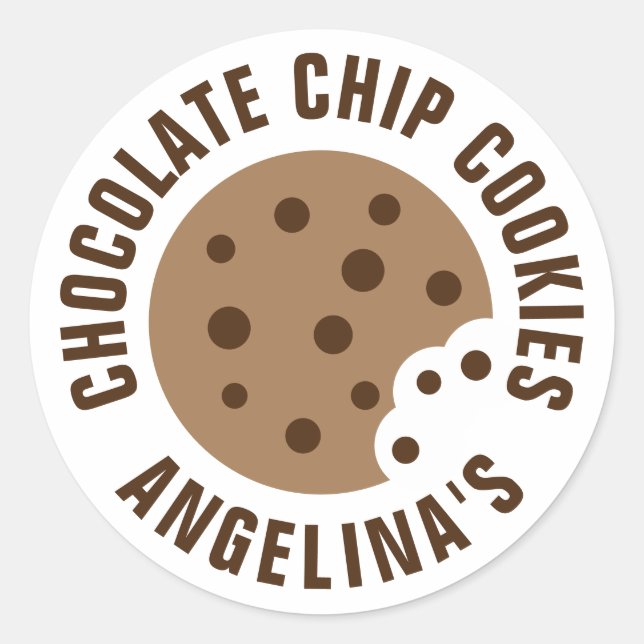 Chocolate chip cookie stickers with baker name (Front)