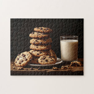 Chocolate Chip Cookies and Milk Jigsaw Puzzle