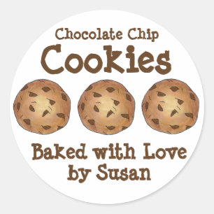 Chocolate Chip Cookies Baked Made with Love Bakery Classic Round Sticker