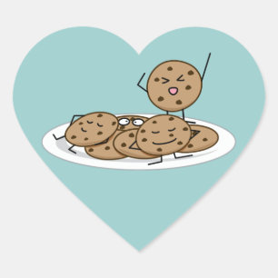 Chocolate Chip Cookies baked plate dessert Heart Sticker