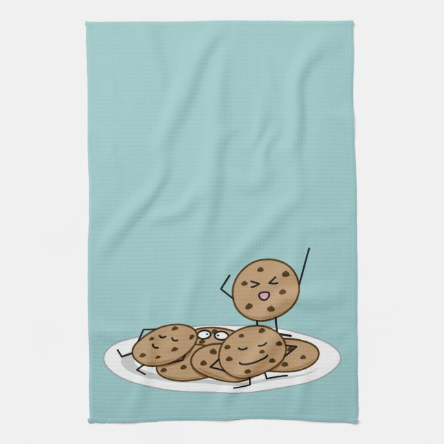 Chocolate Chip Cookies baked plate dessert Tea Towel (Vertical)