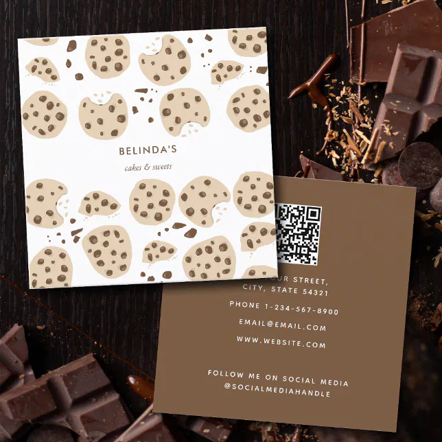 Chocolate Chip Cookies Baking QR Code Social Media Square Business Card ...