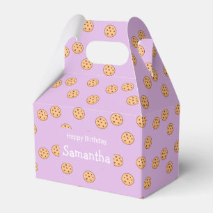 Chocolate chip cookies birthday purple favour box