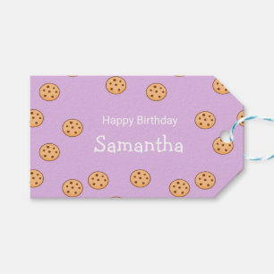 Chocolate chip cookies birthday purple  gift tags