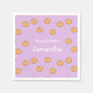 Chocolate chip cookies birthday purple napkin