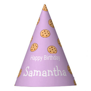 Chocolate chip cookies birthday purple  party hat