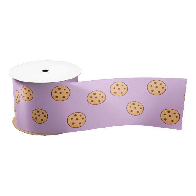 Chocolate chip cookies birthday purple  satin ribbon (Spool)