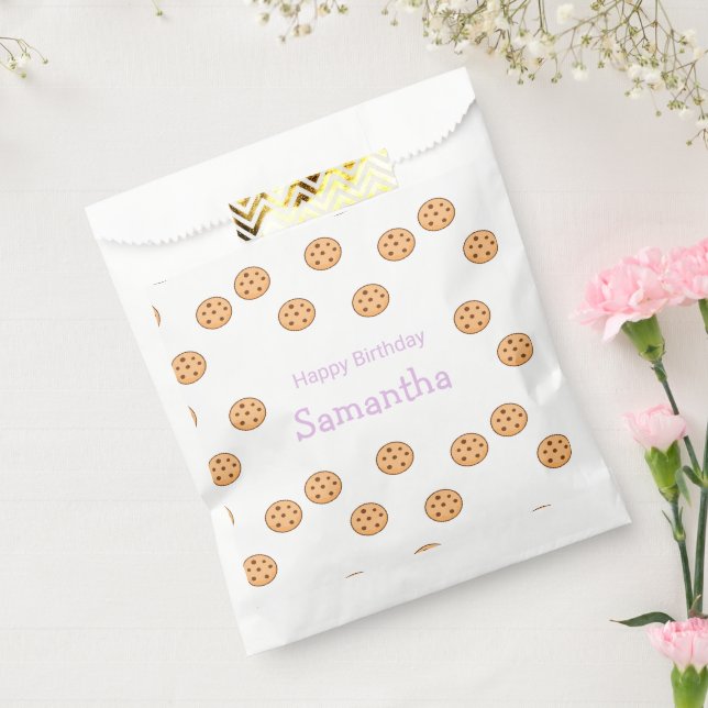 Chocolate chip cookies birthday white favour bags (Sealed)