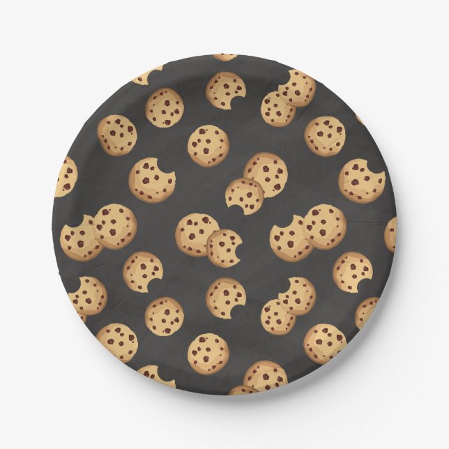 Chocolate Chip Cookies Chalkboard Birthday Paper P Plate (Front)