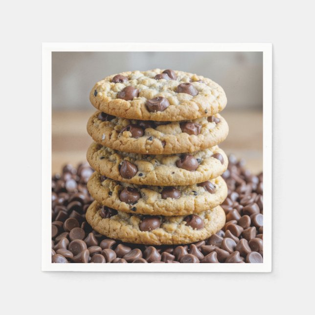 Chocolate Chip Cookies On Chocolate Morsels Napkin (Front)