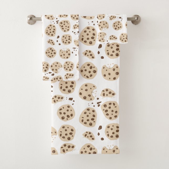 Chocolate Chip Cookies Pattern Bath Towel Set (Insitu)
