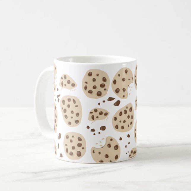 Chocolate Chip Cookies Pattern Coffee Mug (Front Left)