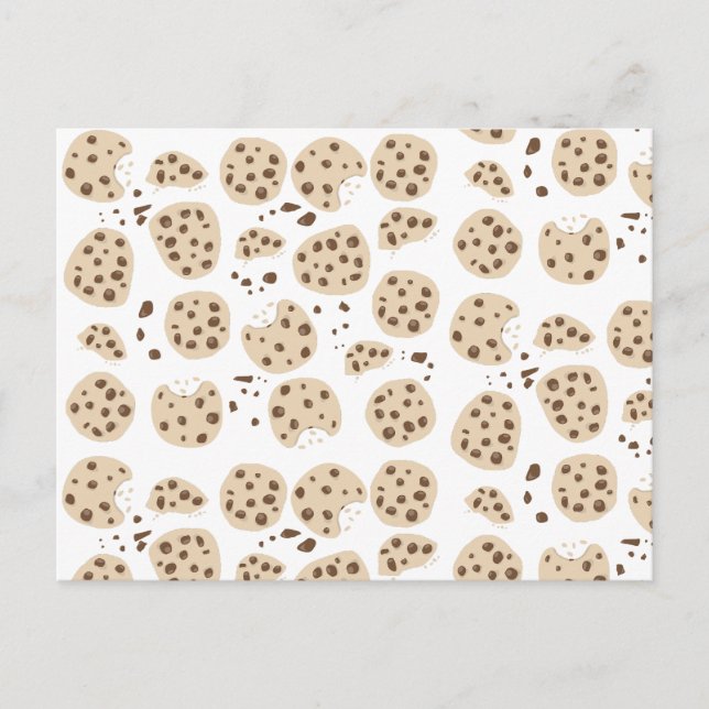 Chocolate Chip Cookies Pattern Holiday Postcard (Front)