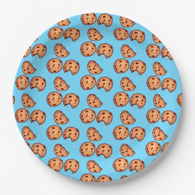 Chocolate Chip Cookies Pattern Paper Plate (Front)