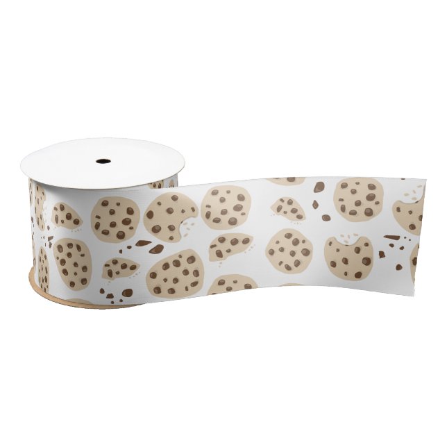 Chocolate Chip Cookies Pattern Satin Ribbon (Spool)