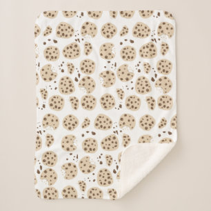 Chocolate Chip Cookies Pattern Sherpa Blanket