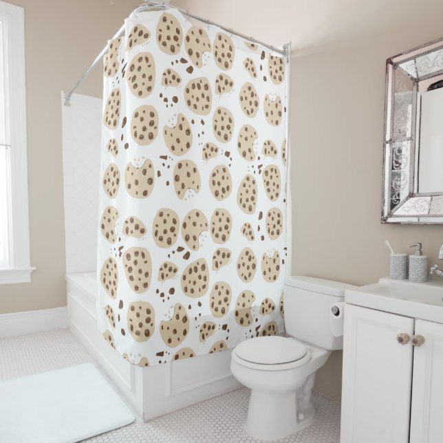Chocolate Chip Cookies Pattern Shower Curtain (In Situ)
