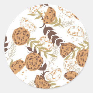 chocolate chip cookies pattern white ver classic round sticker