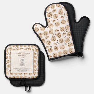 Chocolate Chip Cookies Recipe Keepsake Oven Mitt & Pot Holder Set