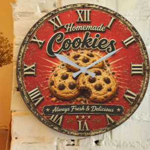 Chocolate Chip Cookies Rustic Baking Gift Large Clock