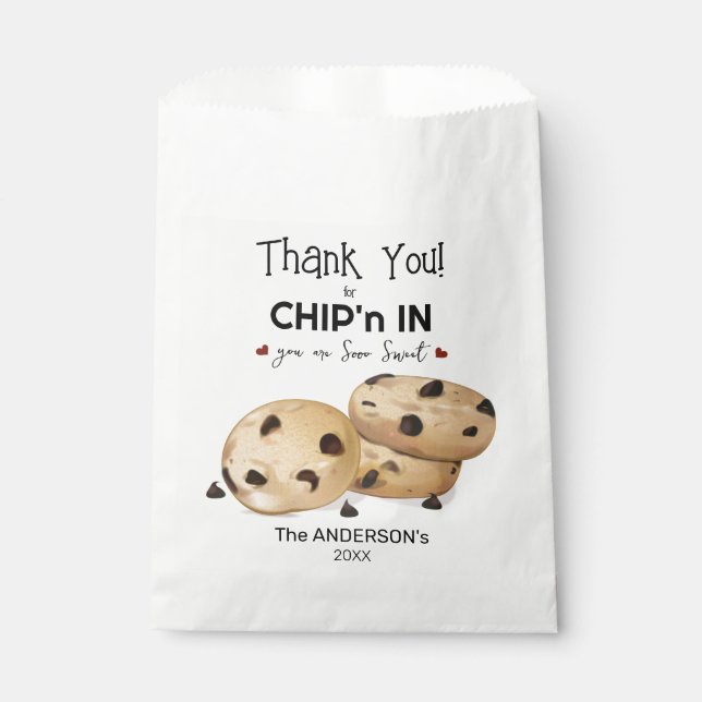 Chocolate Chip Cookies Thank You Baking Gift Favour Bags (Front)