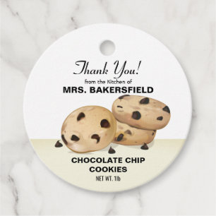 Chocolate Chip Cookies Thank You Baking Gift Favour Tags