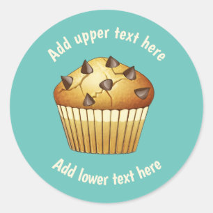 Chocolate Chip Muffin and Your Text on any colour Classic Round Sticker