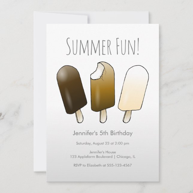 Chocolate Coated Ice Cream Bars Invitation (Front)