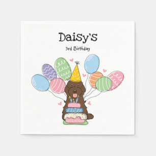 Chocolate Cockapoo Cavapoo Birthday Party Paper Napkin