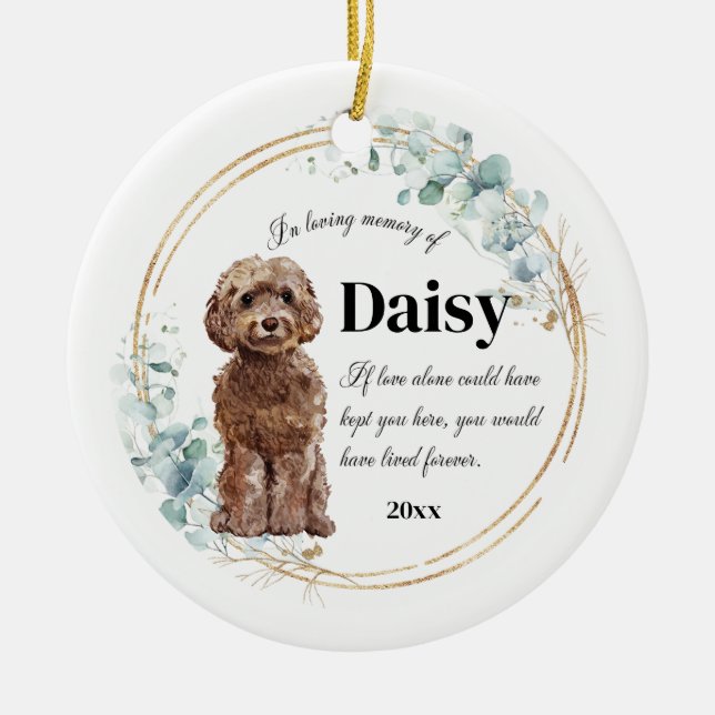 Chocolate Cockapoo Dog In Loving Memory Memorial Ceramic Tree Decoration (Front)