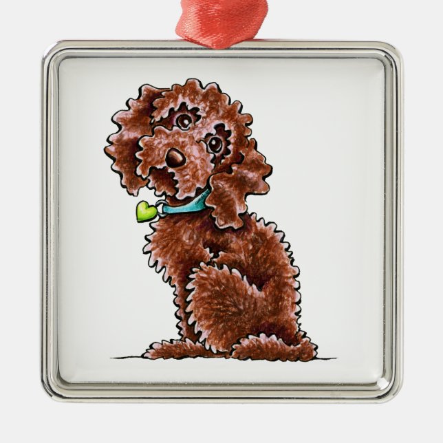 Chocolate Cockapoo Heart Collar Metal Tree Decoration (Front)