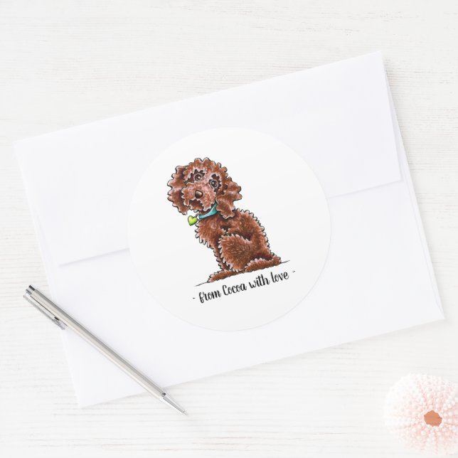 Chocolate Cockapoo Personalised Classic Round Sticker (Envelope)