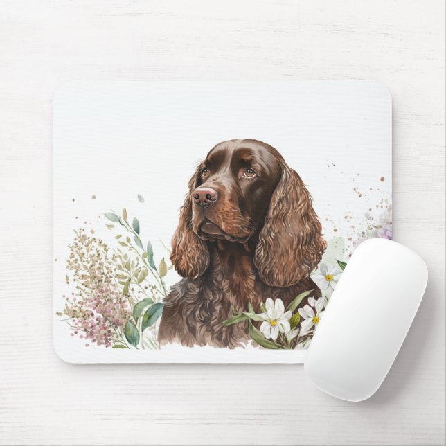 Chocolate Cocker Spaniel in Lilacs  Mouse Mat (With Mouse)
