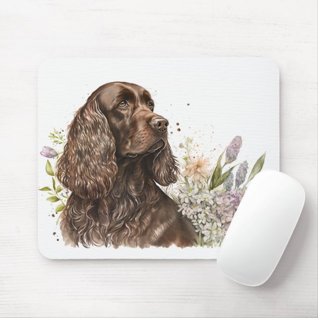 Chocolate Cocker Spaniel in Lilacs Mouse Mat (With Mouse)