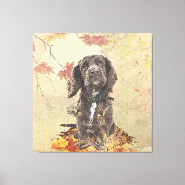 Chocolate cocker spaniel puppy  canvas print (Front)