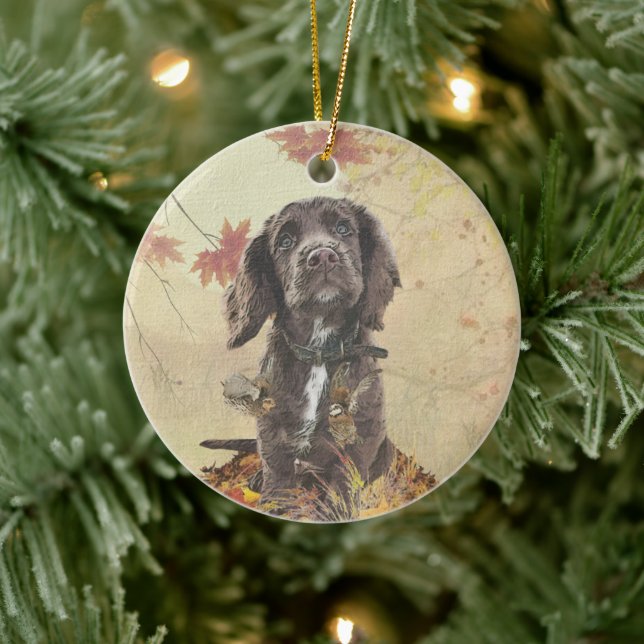 Chocolate cocker spaniel puppy      ceramic tree decoration (Tree)