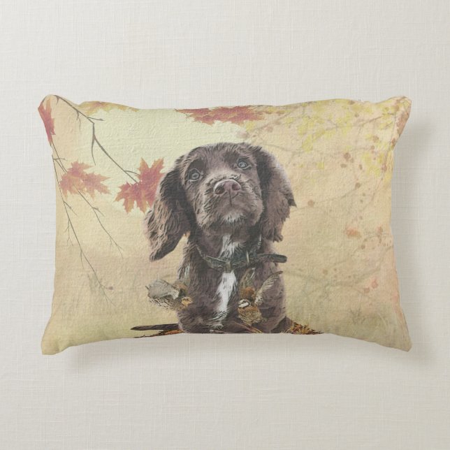 Chocolate cocker spaniel puppy     decorative cushion (Front)