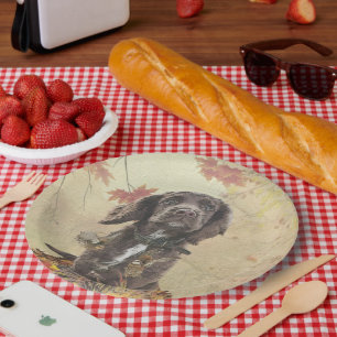 Chocolate cocker spaniel puppy     paper plate