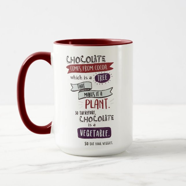 Chocolate, cocoa, plant, vegetable mug (Left)