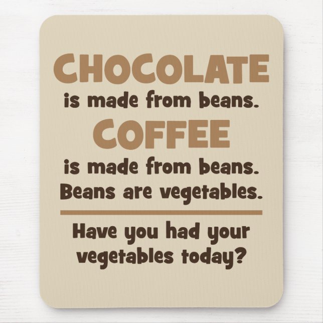 Chocolate, Coffee, Beans, Vegetables - Novelty Mouse Mat (Front)