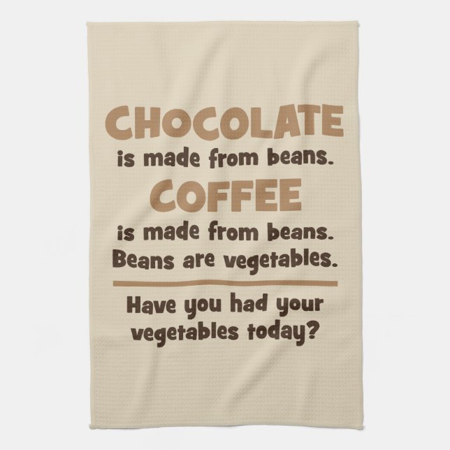 Chocolate, Coffee, Beans, Vegetables - Novelty Tea Towel (Vertical)