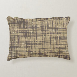 Chocolate Coffee Brown Beige Cream Stripe Pattern Decorative Cushion