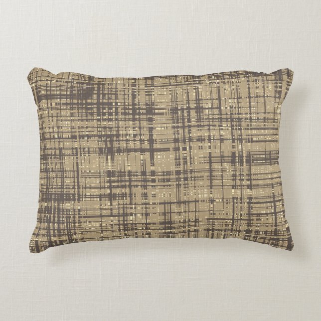 Chocolate Coffee Brown Beige Cream Stripe Pattern Decorative Cushion (Front)