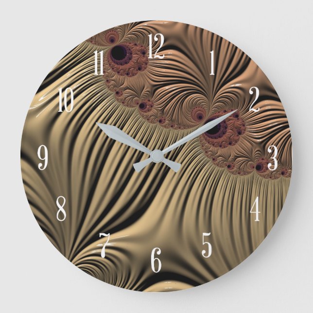 Chocolate Coffee Colour with Numbers Large Clock (Front)