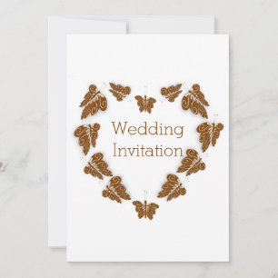 Chocolate Coloured Butterflies Design Wedding Invitation