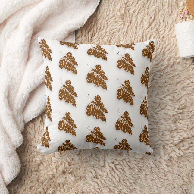 Chocolate Coloured Butterfly Design Cushion (Blanket)