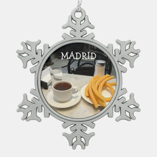chocolate con churros snowflake pewter christmas ornament (Front)