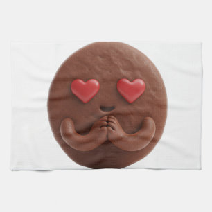 Chocolate Cookie in Love, Heart Eyes Tea Towel