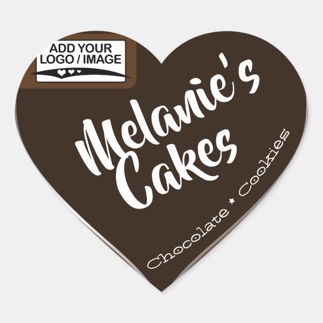 Chocolate Cookies Cake Packaging Logo Template Heart Sticker (Front)